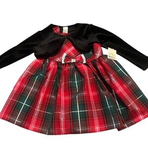 George Kids 18M Plaid Dress with Bolero Jacket Holiday Christmas Velvet‎